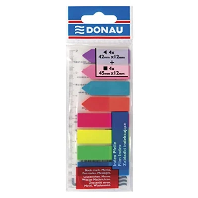 Abbildung von DONAU 7579001PL 99 Haftstreifen/Haftmarker, PP, 12 x 45 mm/12 42 mm, Rechteckform/Pfeilform, 5x25 Stück, verschiedene Farben