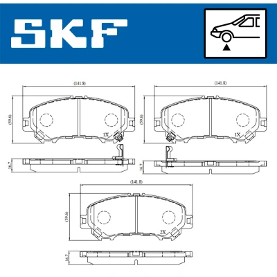 Abbildung von SKF VKBP 80557 A Bremsbelagsatz mit akustischer Verschleißwarnung NISSAN: Qashqai 2, Rogue