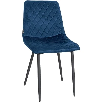 Abbildung von CLP Esszimmerstuhl Telde Samt I Sitz Gesteppt Stuhl Mit Metallgestell Hochwertiger Samtbezug, Farbe:blau