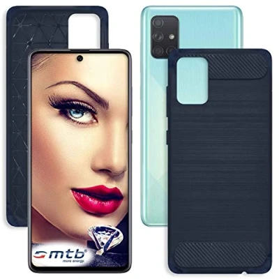Abbildung von mtb more energy® Hülle Carbon für Samsung Galaxy A51 (SM A515, 6.5&#039;&#039;) Dunkelblau flexibel TPU Case Cover Tasche Schutzhülle