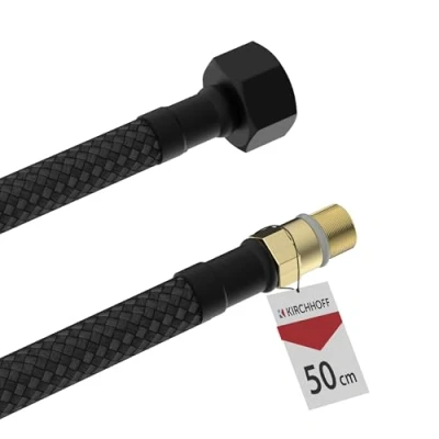 Abbildung von KIRCHHOFF Flexibler Anschlussschlauch 500 mm, 3/8&quot;IG x M10AG, 3/8 Zoll Schlauch schwarz, für Wasserhahn Küche und Bad, Schwarzer Flexschlauch Zoll, 986266348