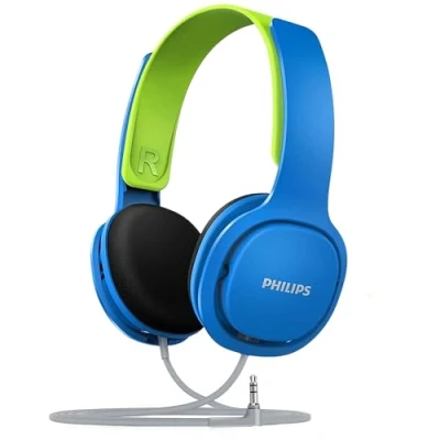 Abbildung von Philips Kinderkopfhörer SHK2000BL Blau Grün 3,5mm Klinke ohraufliegend Kinder Kopfhörer