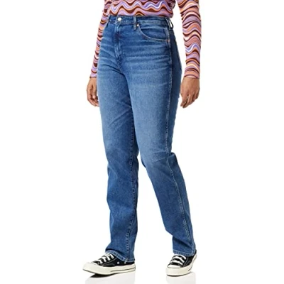 Abbildung von Wrangler MOM Jeans Straight Leg, Damen, Größe: 27x32, Smoke sea