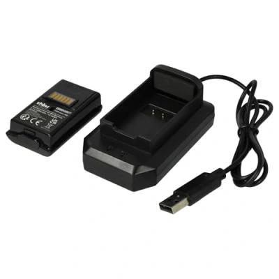 Abbildung von vhbw Akku kompatibel mit Microsoft Xbox 360 Controller (4800mAh, 2,4V, NiMH) inkl. Ladegerät, Schwarz