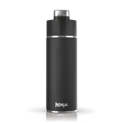 Abbildung von Ninja Thirsti Wasserflasche/Thermobecher to go, 530ml, auslaufsicherer Deckel, für kohlensäurehaltige, heiße &amp; kalte Getränke, dreifach isolierter Travel Mug, Edelstahlflasche, Schwarz