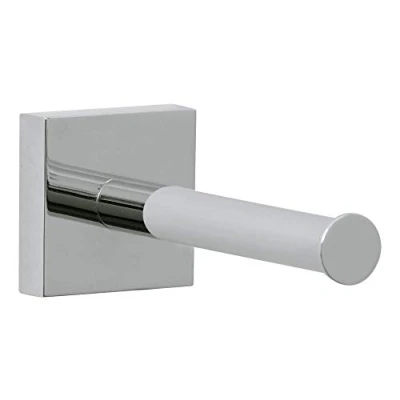Abbildung von tesa Toiletten Ersatzrollenhalter EKKRO ohne Bohren 5 cm : 12,5 (Packung, 1 St., inkl. Klebelösung), selbstklebender WC Rollenhalter chrom silber glänzend