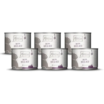 Abbildung von MjAMjAM Premium Nassfutter für Katzen DUO von guter Pute &amp; Wild an Apfelstückchen, 6er Pack (6 x 200g), getreidefrei mit extra viel Fleisch