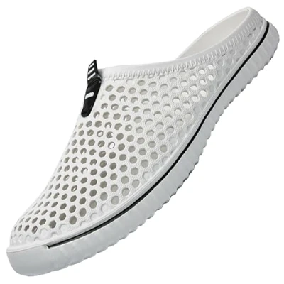 Abbildung von SAGUARO Clogs Atmungsaktiv Mesh Hausschuhe Sommer Slippers Unisex,Weiß,44 EU