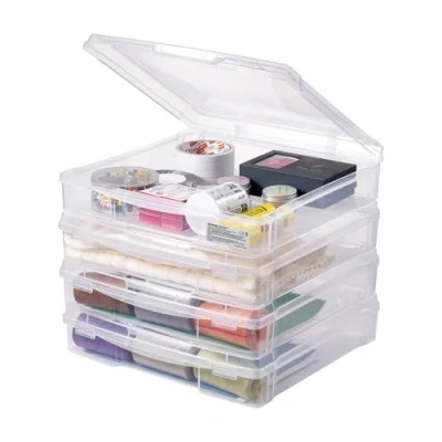 Abbildung von VEVOR 4 x Aufbewahrungsbox Scrapbook Stapelbar Brettspielboxen Kunststoff Deckel