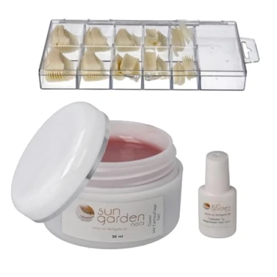 Abbildung von Sun Garden Nails UV Cover Gel 30ml +100er Tipbox+7g Tipkleber
