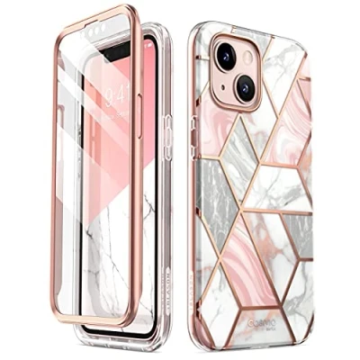 Abbildung von i Blason Glitzer Hülle für iPhone 13 Mini (5.4‘’) Handyhülle 360 Grad Case Bumper Schutzhülle Cover [Cosmo] mit Displayschutz 2021 (Marmor)