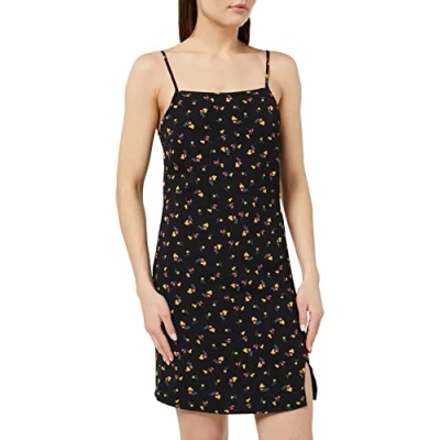 Abbildung von Noisy may Damen Nmclara Strap Short Dress S* Kleid, Black/Aop:flower, S EU