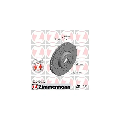Abbildung von ZIMMERMANN SPORT COAT Z 150.2936.52 Bremsscheibe 348 36 6/5 5 112 innenbelüftet, gelocht beschichtet hochgekohlt BMW: 7, Limousine, X4