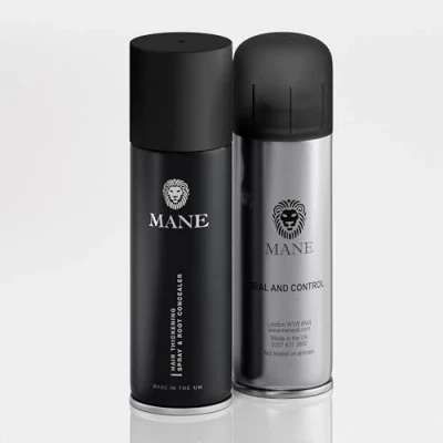 Abbildung von MANE coloriertes Haar Haarverdichtung Spray dunkelbraun mit Dichtung &amp; Control 200 ml Aerosol Pumpspray