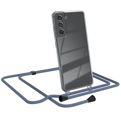 Abbildung von EAZY CASE Handykette kompatibel mit Samsung Galaxy S21 FE 5G Handyhülle Umhängeband, Handykordel Schutzhülle, Silikonhülle, Hülle, Stylische Kette für Smartphone, EIS Blau Clips Schwarz