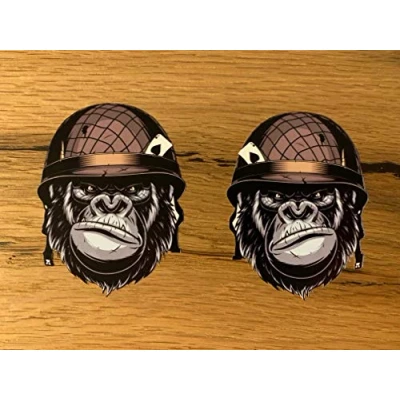 Abbildung von 24/7stickers #743 / 2X Soldat Gorilla Aufkleber je 8x6cm Skull Totenkopf V2 Biker Custom Chopper Cafe Racer Bobber Tankaufkleber Motorrad Auto Tuning Racing USA V8