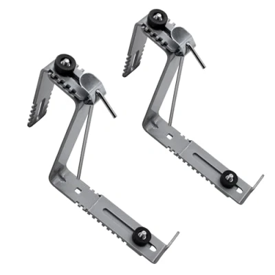 Abbildung von Spetebo Blumenkastenhalter Metall Halter grau individuell verstellbar, bis 50 kg belastbar, mit Stufenrasterung, Set, 2 St., Halter, für Balkongeländer von 4 12 cm