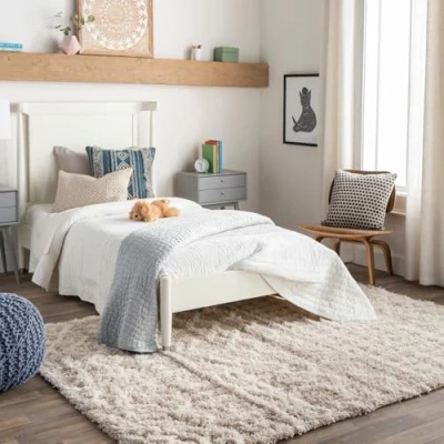 Abbildung von Surya Dubai Shaggy Berber Teppich Flauschiger für Wohnzimmer, Esszimmer, Schlafzimmer, Langflor Hochflor flauschig groß 200x290 cm, Wohnzimmerteppich in Creme und Hellbeige