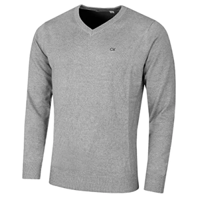 Abbildung von Calvin Klein Herren V Ausschnitt Soft Cotton Pullover Grau Marl XXXL
