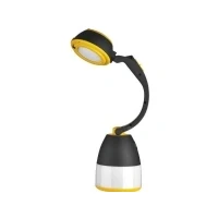 Abbildung von EMOS Multifunktionale LED Campinglampe tragbar 3 Lichttypen 215lm, max. 305m Leuchtmodi 90 Stunden Batteriebetrieben (3x AA) für Außenbereich schwarz gelb