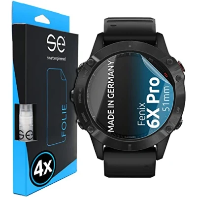 Abbildung von smart engineered [4 Stk.] 3D Schutzfolie kompatibel mit Garmin Fenix 6X Pro (51mm), hüllenfreundliche transparente HD Displayschutz Folie