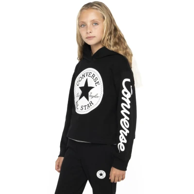 Abbildung von Converse Chuck Patch Cropped Hoodie Kapuzenpullover für Kinder, Größe: 128/140, Black