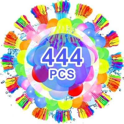 Abbildung von Wasserbomben Selbstschließend，Bunt Wasserballons mit 5 Wasserhahn Anschluss，Wasserballons Wasserbomben,60 Sekunden Schnellfüller, Ohne Manuelles Verknoten (444 C2X)