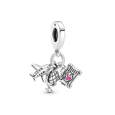 Abbildung von Pandora Bead Charm Flugzeug, Globus &amp; Reisekoffer 799435C01 Silber