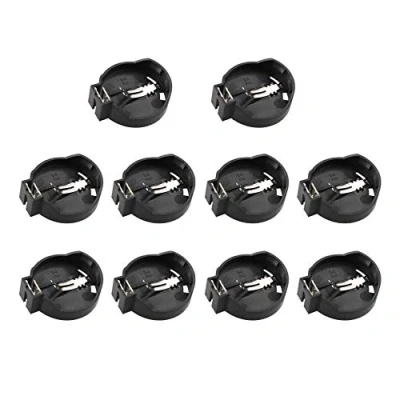 Abbildung von HALJIA 10 Stück tragbare 3 V CR2032 CR2025 General Coin Button Cell Batterie Adapter Clip Socket Halter Container Box Case Schwarz