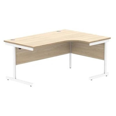 Abbildung von office hippo Robuster Büroschreibtisch, rechter Ecktisch, stark, verlässlich mit Kabelführung, PC Tisch für Büro oder Zuhause, Kanadische Eichenplatte/Weisses Gestell