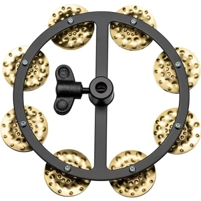 Abbildung von Meinl Percussion Headliner Hihat Tambourine Tamburin Zubehör für Schlagzeugbecken Durchmesser 5 Zoll Mylar / Messing, Schwarz Gold (HTHH1B BK)