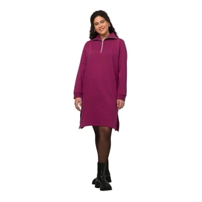 Abbildung von Ulla Popken Troyerkragen Reissverschluss Freizeitkleid, Damen, Größe: 54/56, Magnolienrot