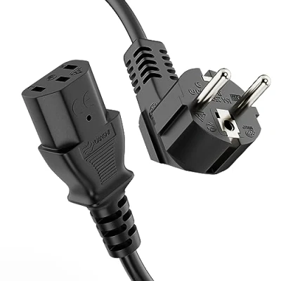 Abbildung von ETEC Stromkabel Kaltgerätekabel 3 Polig, 3,0m, Schuko Stecker Schutzkontakt Netzstecker auf C13 Kaltgerätekupplung Buchse, Netzteil Strom Kabel Netzkabel für PC Monitor Drucker, Schwarz