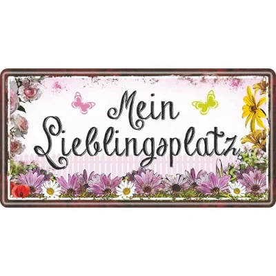 Abbildung von AV Andrea Verlag Großes Metallschild rostfrei Blechschild Mein Lieblingsplatz II neu Schild Türschild Garten mit lustigem Spruch im Vintage Retro Look