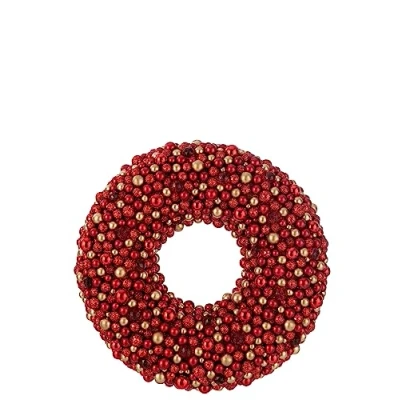 Abbildung von J Line Kranz RUND Kugel Plastik ROT/Gold