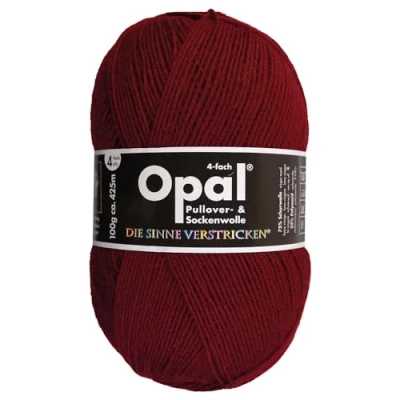 Abbildung von Frida&#039;s Wollhaus Opal 100 g Uni 4 fach Sockengarn Strümpfe Stricken filzfrei Wolle 35 Farben (9939 Rubinrot)