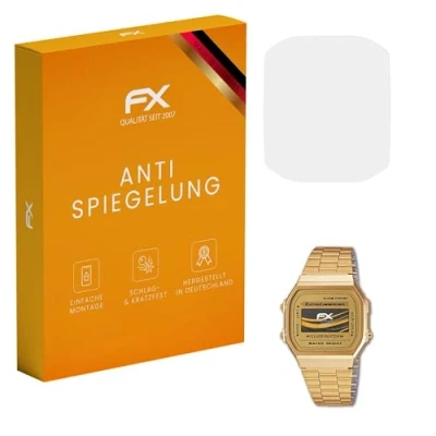 Abbildung von atFoliX Panzerfolie kompatibel mit Casio A168WG 9EF Schutzfolie, entspiegelnde und stoßdämpfende FX Folie (3X)