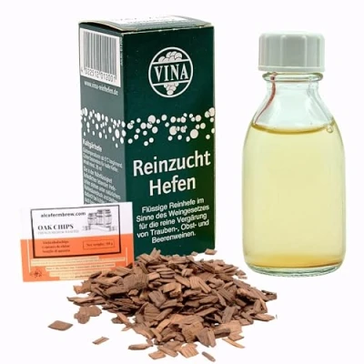 Abbildung von Kaltgärhefe Weinhefe 28ml für 100L Vina Wein Hefe, Hefe Wein, Flüssighefe, Gärhefe, Eichenholz Chips
