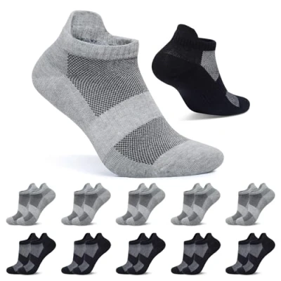 Abbildung von FALARY Kurze Socken Herren 39 42 Schwarz Grau Sportsocken 10 Paar Sneaker Damen Baumwolle Atmungsaktive Laufsocken Unisex