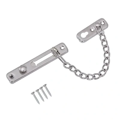 Abbildung von HOOZ Türriegel mit Kette aus Edelstahl Schrauben für Innentüren und Fenster, Din Rechts Links, (Set, Türsicherheitskette), bequemen Schiebemechanismus