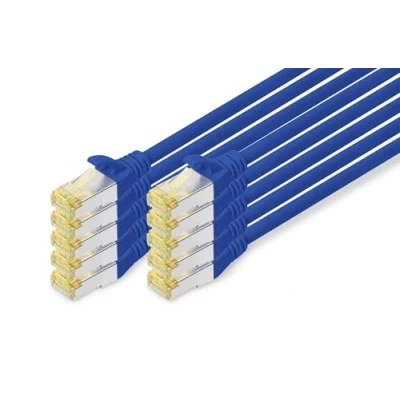 Abbildung von DIGITUS LAN Kabel Cat 6A 2m 10 Stück RJ45 Netzwerkkabel S/FTP Geschirmt Kompatibel zu 6 &amp; 7 Blau