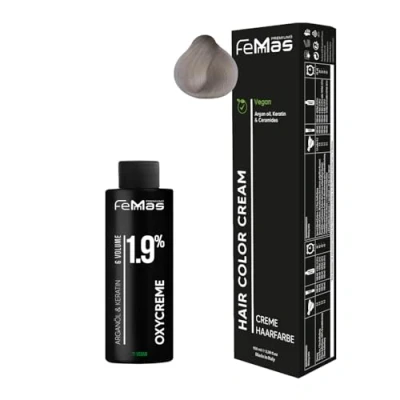 Abbildung von Femmas Haarfarbe Set Superaufheller Beige 913 I Hair Color Cream 100ml + Oxycreme 1.9% Permanente Haar Coloration Entwickler Schonend &amp; langanhaltend Salon für Zuhause