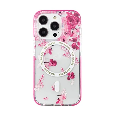 Abbildung von Ted Baker Streublumen Antishock Hülle Kompatibel mit iPhone 15 Pro Max Magsafe Clear Pink
