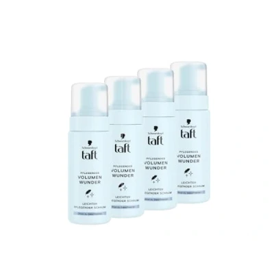 Abbildung von Schwarzkopf Taft Pflegendes Volumen Wunder (4x 150ml), Leichter Pflegender Schaum für luftiges und Pflege, Haarschaum feines plattes Haar