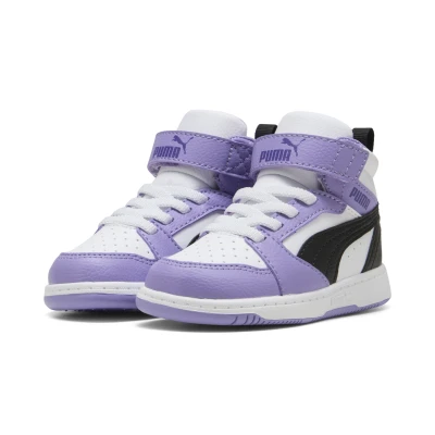 Abbildung von PUMA Kinder Rebound V6 Mid Sneakers 25, Team Violet Black White Purple