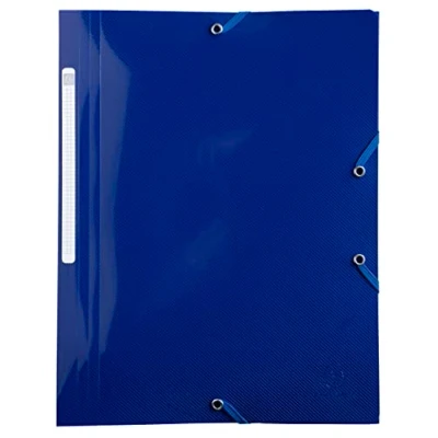 Abbildung von Exacompta 55110E Premium Kunststoff Einschlagmappe BeeBlue aus blickdichtem Recycling mit 3 Klappen und 2 Gummizügen DIN A4 1 Stück Zufallsfarbe Blauer Engel