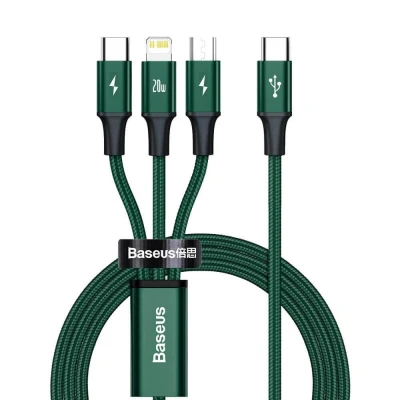 Abbildung von Baseus Typ C Rapid 3 in 1 Kabel für Micro + Lightning Type PD 20W 1,5m Grün (CAMLT SC06)