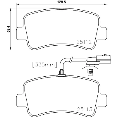Abbildung von HELLA 8DB 355 015 301 Bremsbelagsatz mit integriertem Verschleißwarnkontakt RENAULT: MASTER 3 Kasten, Pritsche/Fahrgestell, Bus