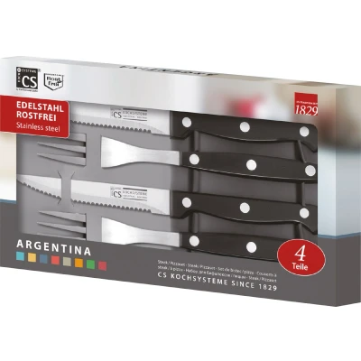 Abbildung von Carl Schmidt Sohn Steakbesteck Star Argentina (4 tlg), 2 Personen, Edelstahl 18/10, Kunststoffgriff