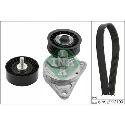Abbildung von INA 529 0385 10 Keilrippenriemensatz Generatorfreilauf prüfen und ggf. erneuern FORD: Focus Mk1 Schrägheck, Kombi, Tourneo Connect
